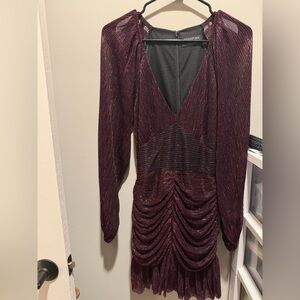 MINKPINK Metallic Plum Long Sleeve Dress